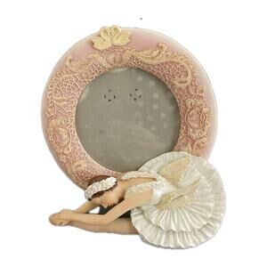 Ballerina Princess Photo Frame 3x3" Pink White Home Room Decor